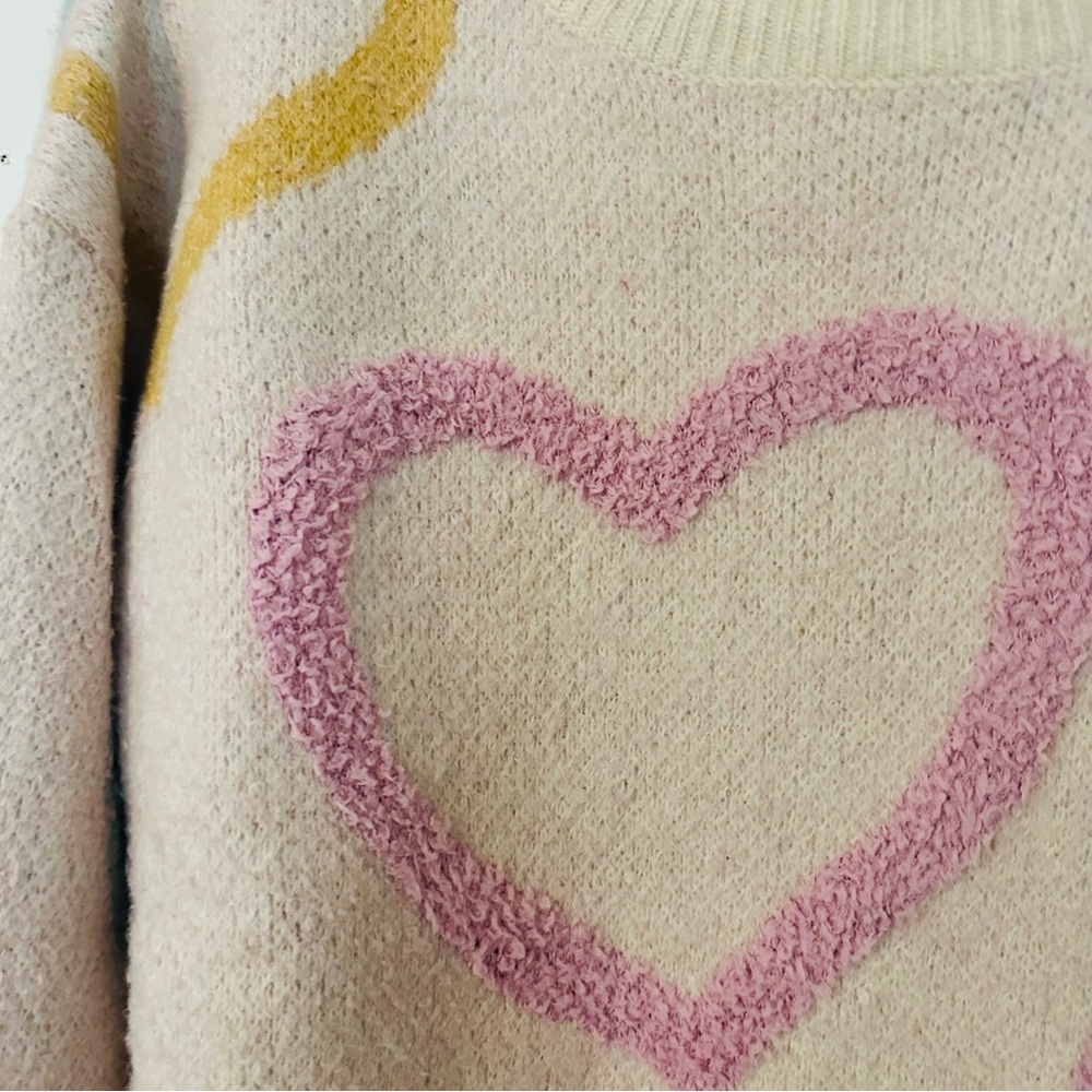 Threaded Leaf Heart Sweater Medium M - image 2